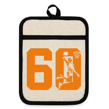NUMMER 60 BASKETBALL 60. GEBURTSTAG - Topflappen mit Gummirückseite - Leinen/Schwarz  - Vorne