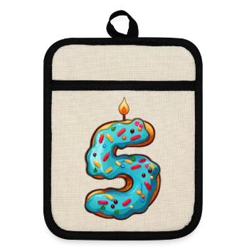 GÂTEAU NUMÉRO 5 SWEET 5ÈME ANNIVERSAIRE - Maniques avec dos en caoutchouc - lin/noir  - Devant
