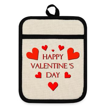 Valentinstag Herzen rot Valentin - Topflappen mit Gummirückseite - Leinen/Schwarz  - Vorne