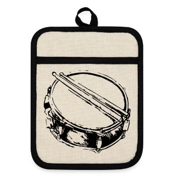 Snare - Drum - Percussion - Music - Pot holders with rubber back - linen/black  - Front