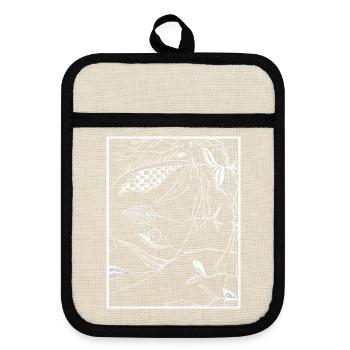 Dark Botanical Lines - Pot holders with rubber back - linen/black  - Front