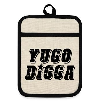 yugo digga - united style of Balkan - Pot holders with rubber back - linen/black  - Front