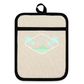 Bora Bora Island Idyll Logo - Pot holders with rubber back - linen/black  - Front