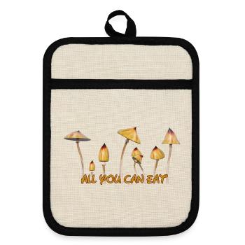 Magic Mushrooms Zauberpilze Psylos Pilze Party Fun - Pot holders with rubber back - linen/black  - Front