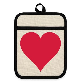 heart - Pot holders with rubber back - linen/black  - Front