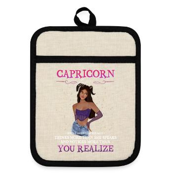 Capricorn girl - Topflappen mit Gummirückseite - Leinen/Schwarz  - Vorne