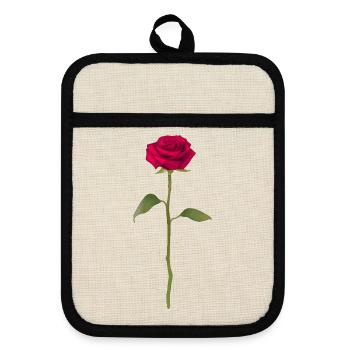 Rose - Pot holders with rubber back - linen/black  - Front