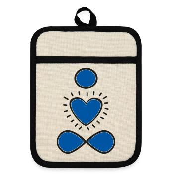 Infinity Heart Emblem - Pot holders with rubber back - linen/black  - Front