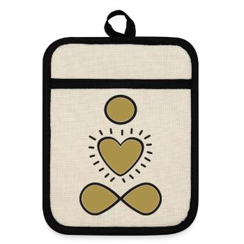 Goldenes Herz-Unendlichkeit Symbol - Pot holders with rubber back - linen/black  - Front