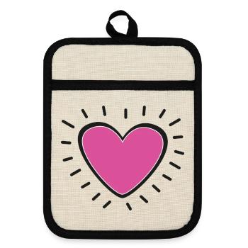 Pink Heart Burst Logo - Maniques avec dos en caoutchouc - lin/noir  - Devant