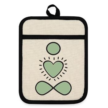 Mint Heart Infinity Emblem - Pot holders with rubber back - linen/black  - Front