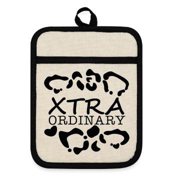 XTRA ORDINARY Abstract - Pot holders with rubber back - linen/black  - Front