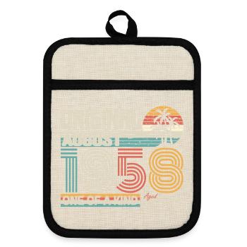 August 1958 Birthday August 1958 Gift - Pot holders with rubber back - linen/black  - Front