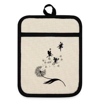 Butterfly Design Pustula Meadow Hearts Fairies - Pot holders with rubber back - linen/black  - Front