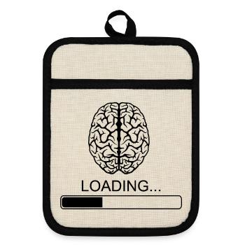 Brain Proverbes drôle drôle de petit déjeuner blague - Maniques avec dos en caoutchouc - lin/noir  - Devant