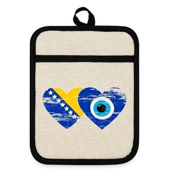 Drapeau de Bosnie Nazarpearl utilisé - Maniques avec dos en caoutchouc - lin/noir  - Devant