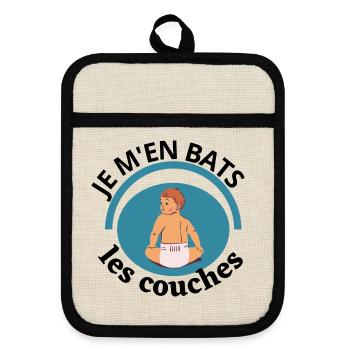 Je m en bats les couches - Maniques avec dos en caoutchouc - lin/noir  - Devant