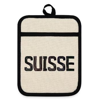 SUISSE. PAYS - Maniques avec dos en caoutchouc - lin/noir  - Devant