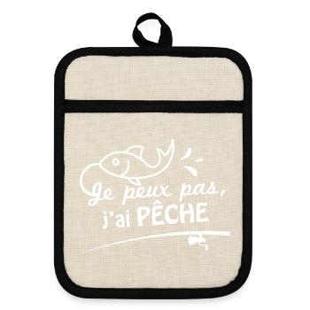 Je peux pas, j'ai pêche - Maniques avec dos en caoutchouc - lin/noir  - Devant