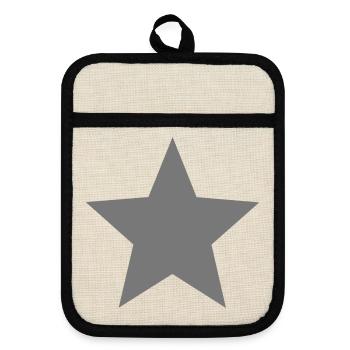 star - Pot holders with rubber back - linen/black  - Front