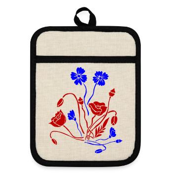Flower Picture Flowers - Pot holders with rubber back - linen/black  - Front