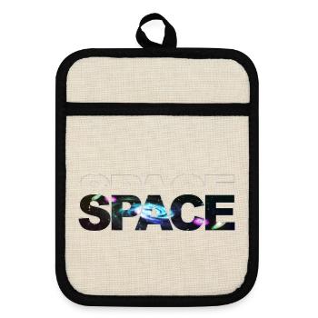 Space Outline - Pot holders with rubber back - linen/black  - Front