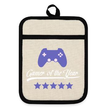 Gamer of the Year Controller Flair - Pot holders with rubber back - linen/black  - Front