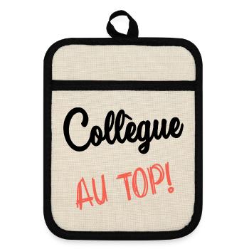 COLLEAGUE. START. EMPLOYMENT. HUMOR. MANAGER. CHIEF - Pot holders with rubber back - linen/black  - Front