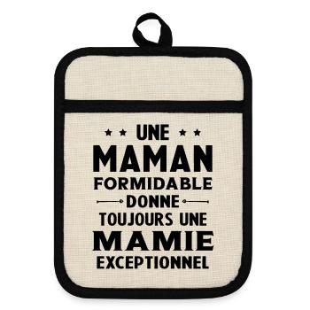 Cadeau pour Grand-Mère - Une Mamie Exceptionnelle - Maniques avec dos en caoutchouc - lin/noir  - Devant