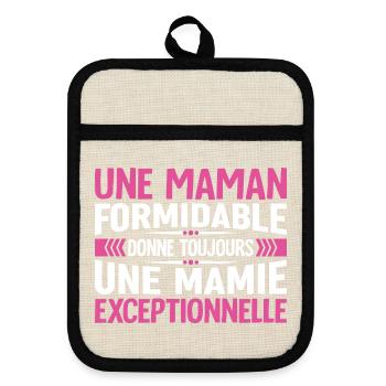 Cadeau pour Grand-Mère - Une Mamie Exceptionnelle - Maniques avec dos en caoutchouc - lin/noir  - Devant