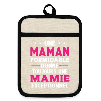 Cadeau pour Grand-Mère - Une Mamie Exceptionnelle - Maniques avec dos en caoutchouc - lin/noir  - Devant