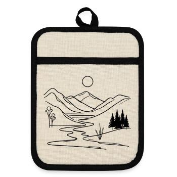 Mystic Mountain Escape - Pot holders with rubber back - linen/black  - Front