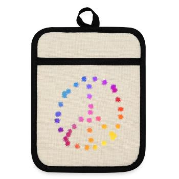 PEACESYMBOLYMUTICKOLOR - Pot holders with rubber back - linen/black  - Front