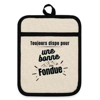 Toujours dispo pour une bonne Fondue - Maniques avec dos en caoutchouc - lin/noir  - Devant