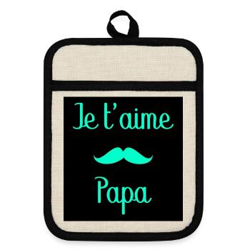DAD. FATHER'S DAY. HAPPY FATHER'S DAY. HAPPY BIRTHDAY. - Pot holders with rubber back - linen/black  - Front