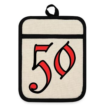 50. 50 ANS. 50e ANNIVERSAIRE. ANNIVERSAIRE 50 ANS. - Maniques avec dos en caoutchouc - lin/noir  - Devant