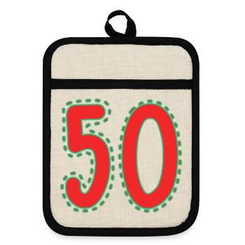 50. 50 ANS. 50e ANNIVERSAIRE. ANNIVERSAIRE 50 ANS. - Maniques avec dos en caoutchouc - lin/noir  - Devant