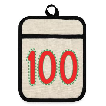 100. 100 YEARS. 100th ANNIVERSARY. BIRTHDAY 100 - Pot holders with rubber back - linen/black  - Front