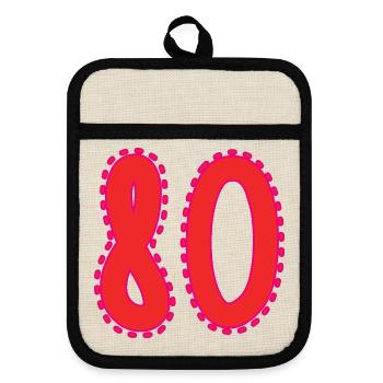 80. 80 YEARS. 80th ANNIVERSARY. 80 YEARS ANNIVERSARY. - Pot holders with rubber back - linen/black  - Front