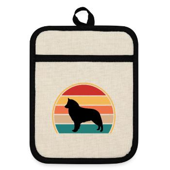 Belgischer Schäferhund Groenendael Hund Silhouette Retro - Topflappen mit Gummirückseite - Leinen/Schwarz  - Vorne