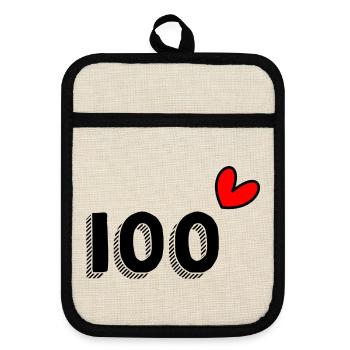 100. 100 YEARS. 100th ANNIVERSARY. BIRTHDAY 100 - Pot holders with rubber back - linen/black  - Front