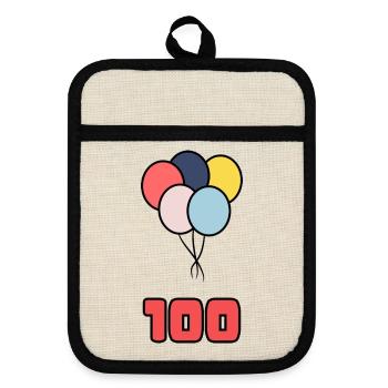 100. 100 YEARS. 100th ANNIVERSARY. BIRTHDAY 100 - Pot holders with rubber back - linen/black  - Front