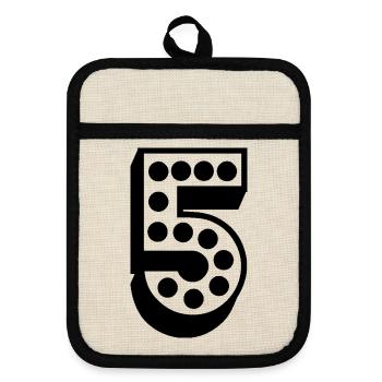 5. 5 YEARS. 5th ANNIVERSARY. 5 YEAR ANNIVERSARY - Pot holders with rubber back - linen/black  - Front