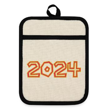 2024. ANNEE. BONNE ANNEE. SAINT SYLVESTRE - Maniques avec dos en caoutchouc - lin/noir  - Devant