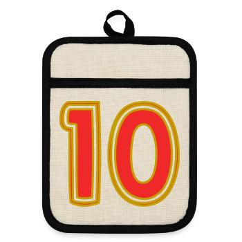 10. 10 YEARS. 10th ANNIVERSARY. 10 YEAR ANNIVERSARY. - Pot holders with rubber back - linen/black  - Front