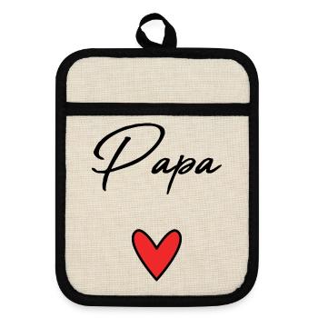 DAD. FATHER'S DAY. HAPPY FATHER'S DAY. HAPPY BIRTHDAY. - Pot holders with rubber back - linen/black  - Front
