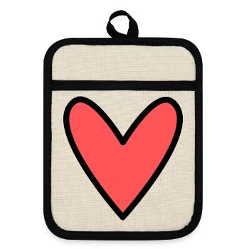 HEART. MOM. MOTHER'S DAY. HEART. FEAST - Pot holders with rubber back - linen/black  - Front