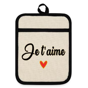 DAD. FATHER'S DAY. HAPPY FATHER'S DAY. HAPPY BIRTHDAY. - Pot holders with rubber back - linen/black  - Front