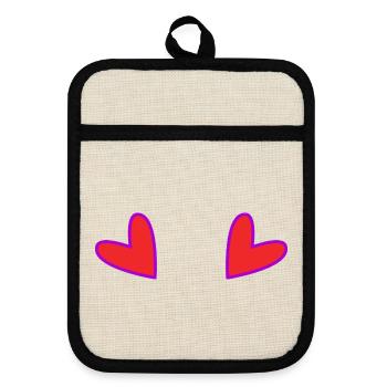 COEUR. FÊTE DES MÈRES. COEUR. BONNE FÊTE. MAMAN - Maniques avec dos en caoutchouc - lin/noir  - Devant