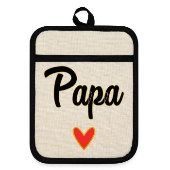 DAD. FATHER'S DAY. HAPPY FATHER'S DAY. HAPPY BIRTHDAY. - Pot holders with rubber back - linen/black  - Front